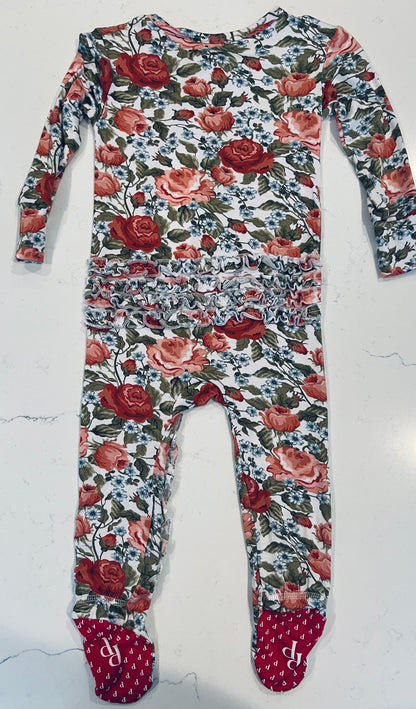 Alma Footie Ruffled Zippered One piece