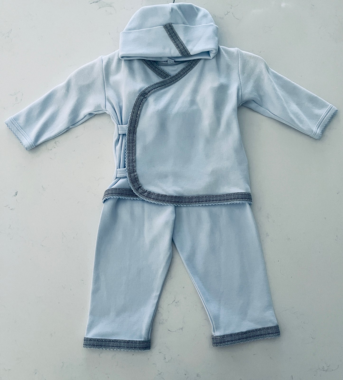 Sippy’s Babes 3-Piece Light Blue Baby Set with Grey Trim – Style 30