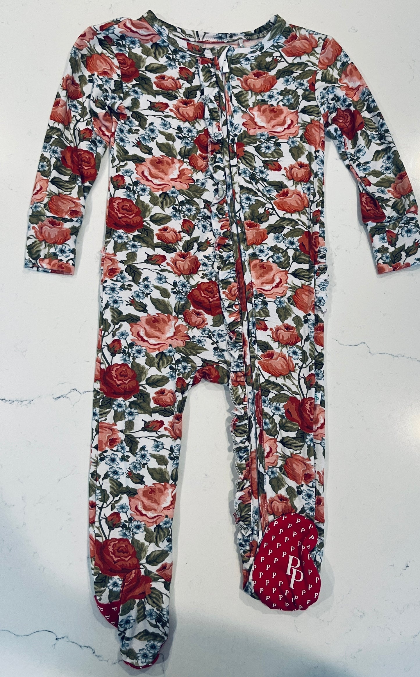 Alma Footie Ruffled Zippered One piece