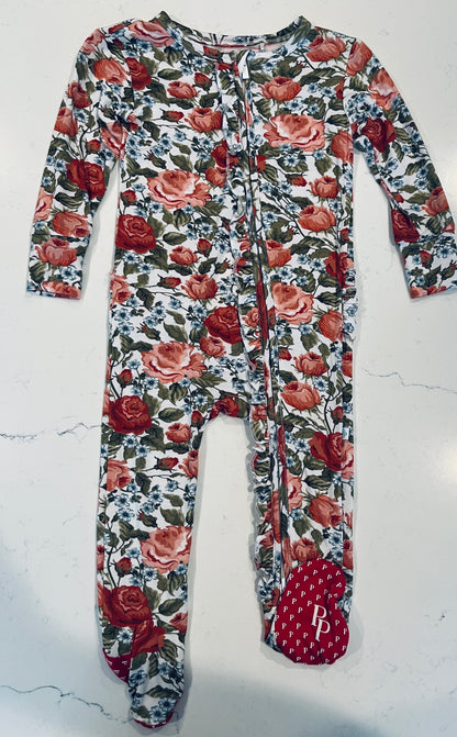Alma Footie Ruffled Zippered One piece