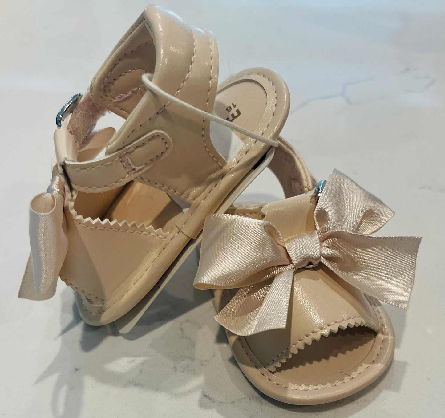 Mayoral Champagne Baby Sandals with Satin Bow