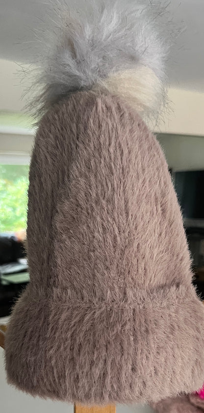 Grey Taupe Winter Hat - Women’s Cozy Cold Weather Hat