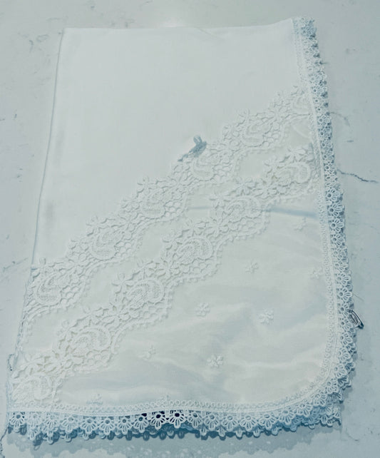 BeBe Gabrielle Ivory Baby Blanket with Lace Detail