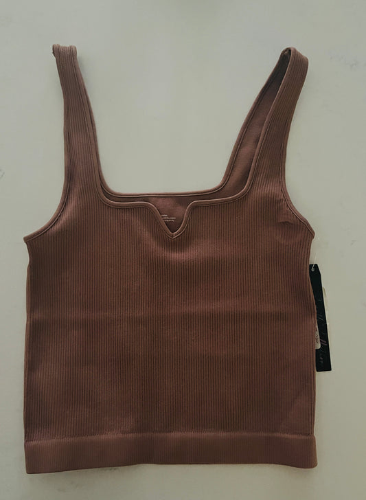 Suzette Collection Seamless Ribbed Mini V-Neck Tank