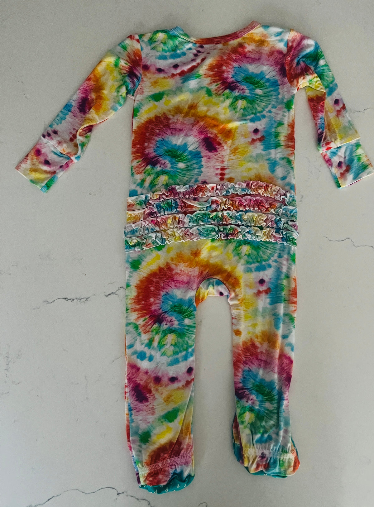 Posh Peanut Tie Dye Long Sleeve Zippered Footie with Headband - Baby Girls’ Outfit Set