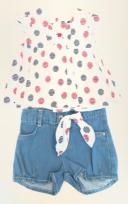 2pc White/Red Dot Top w Matching Pants