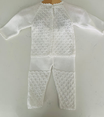 3pc White Knit Set w Hat