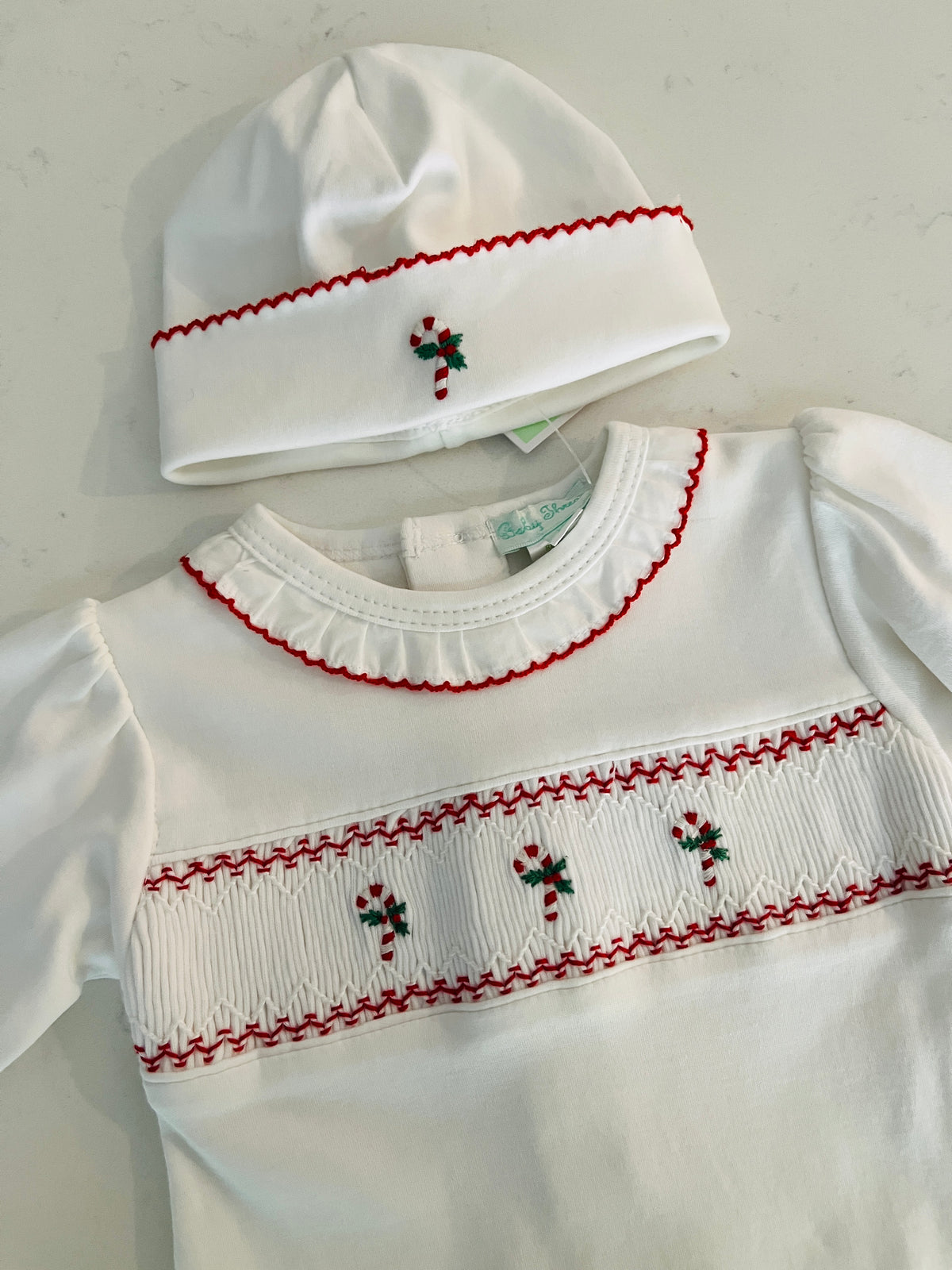 Baby Threads 2pc Candy Cane Footie w Hat - Baby Christmas & Holiday One-Piece Pajamas
