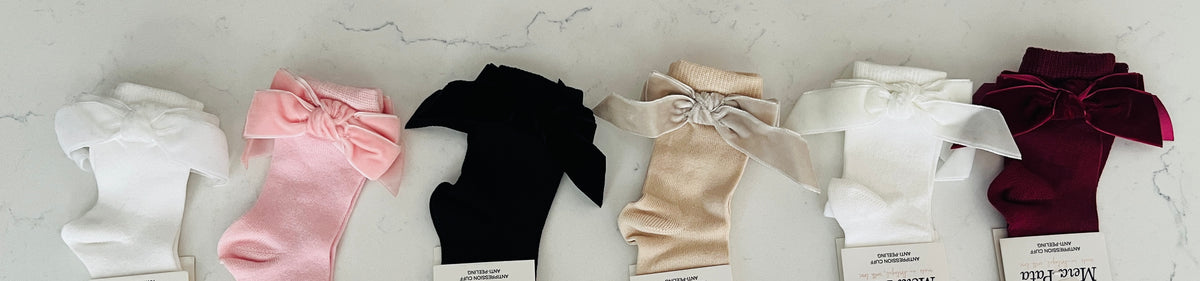 Meia Pata Knee High Socks with Knot Velvet Bow | Girls’ Dress Socks & Boutique Accessories