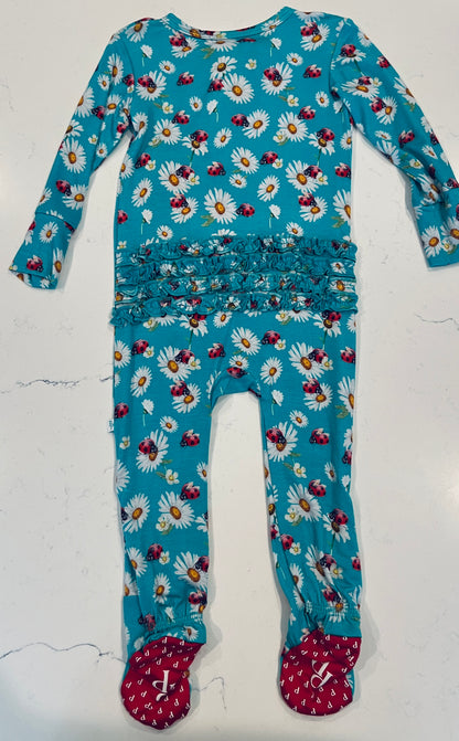 Ladybug Footie Ruffled Zippered One Piece