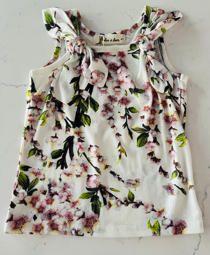 Cherry Blossom Tank Top with Knot Detail on Strap