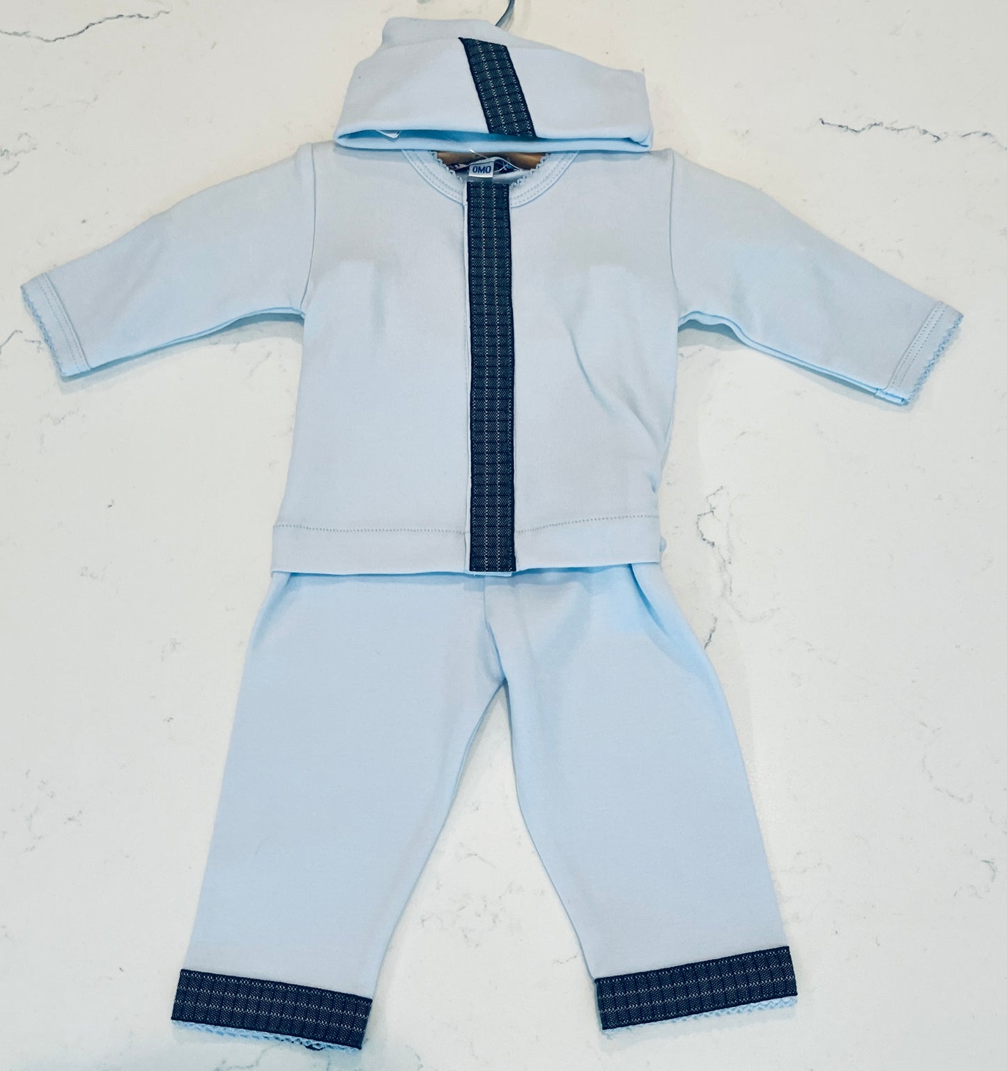 Sippy’s Babes 3-Piece Blue Baby Set with Navy Trim – Style 31