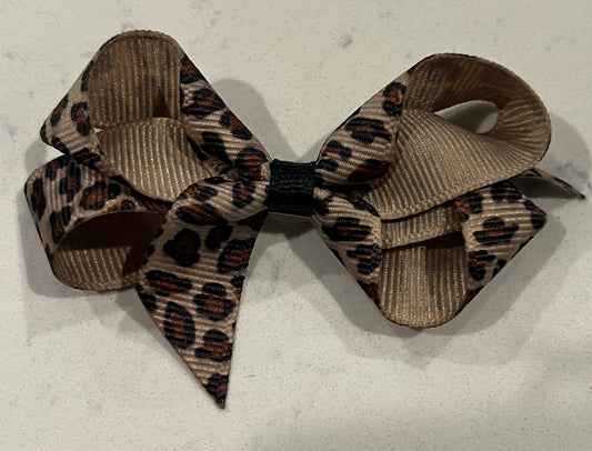 Toddler Animal Print Bow w Clip 3