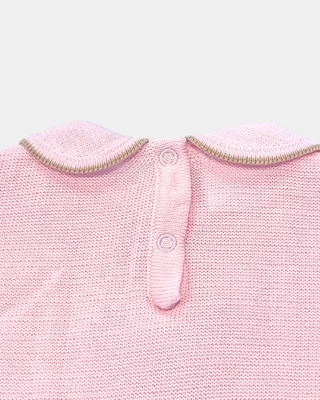 baby girl knit romper, pink knit romper with bow, boutique baby romper, lace front baby romper, baby girl special occasion outfit, knit romper newborn, boutique baby shower gift, elegant baby girl romper, toddler girl knit outfit, Expressions Boutique NY, Woodbury baby boutique, heirloom style baby romper