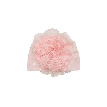 3pc Set w Hat Pink w Lace Trim & Huge Flower