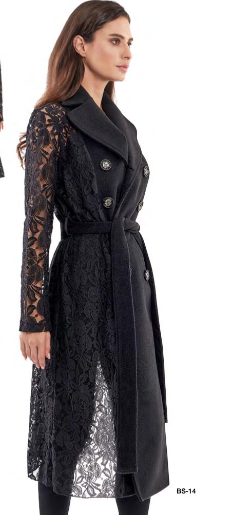 Black Belted Lace Coat