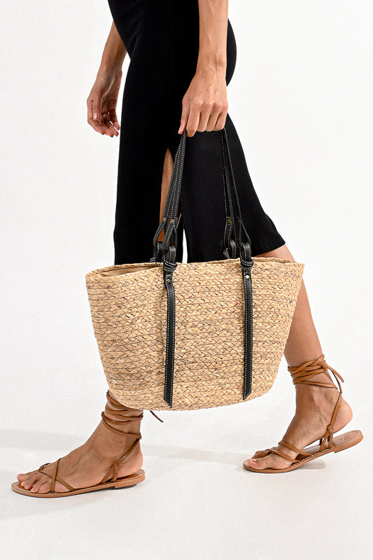 Rattan Bag w Black Trim