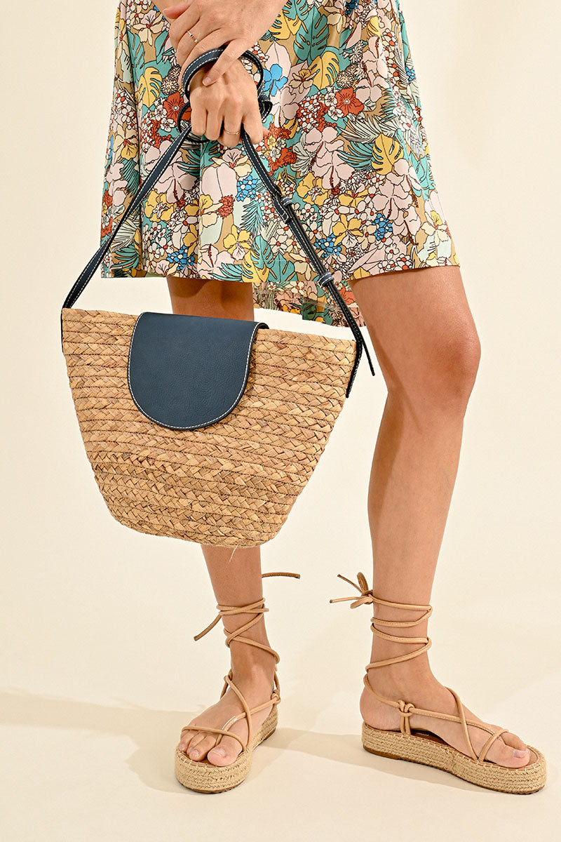 Beige Rattan Shoulder Bag