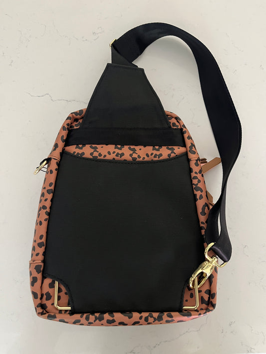 Petunia Pickle Bottom Leopard Faux Leather Criss Cross Sling-Stylish Baby & Mom Crossbody Bag