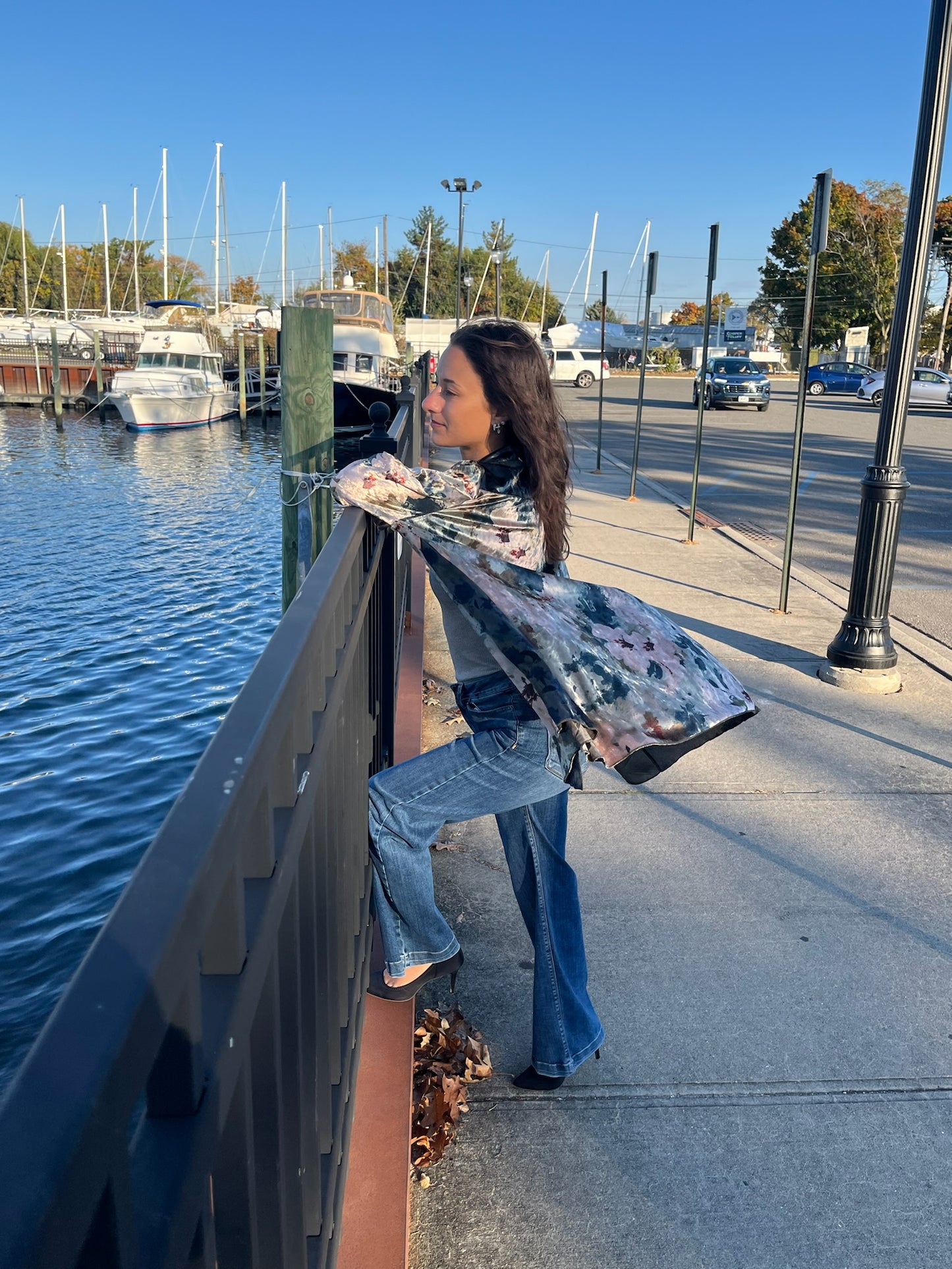 Printed LS Velvet Button Down Shirt