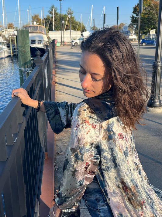 Printed LS Velvet Button Down Shirt