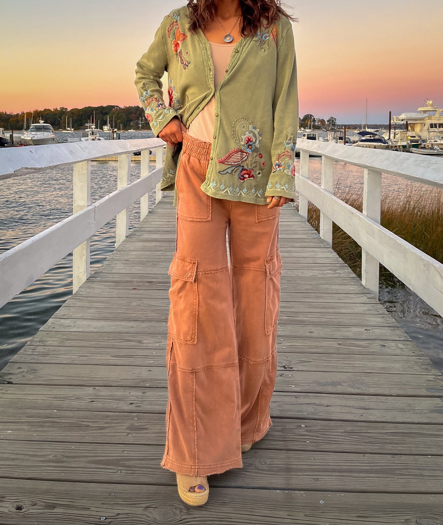 Camel Cargo Wide Leg Pant