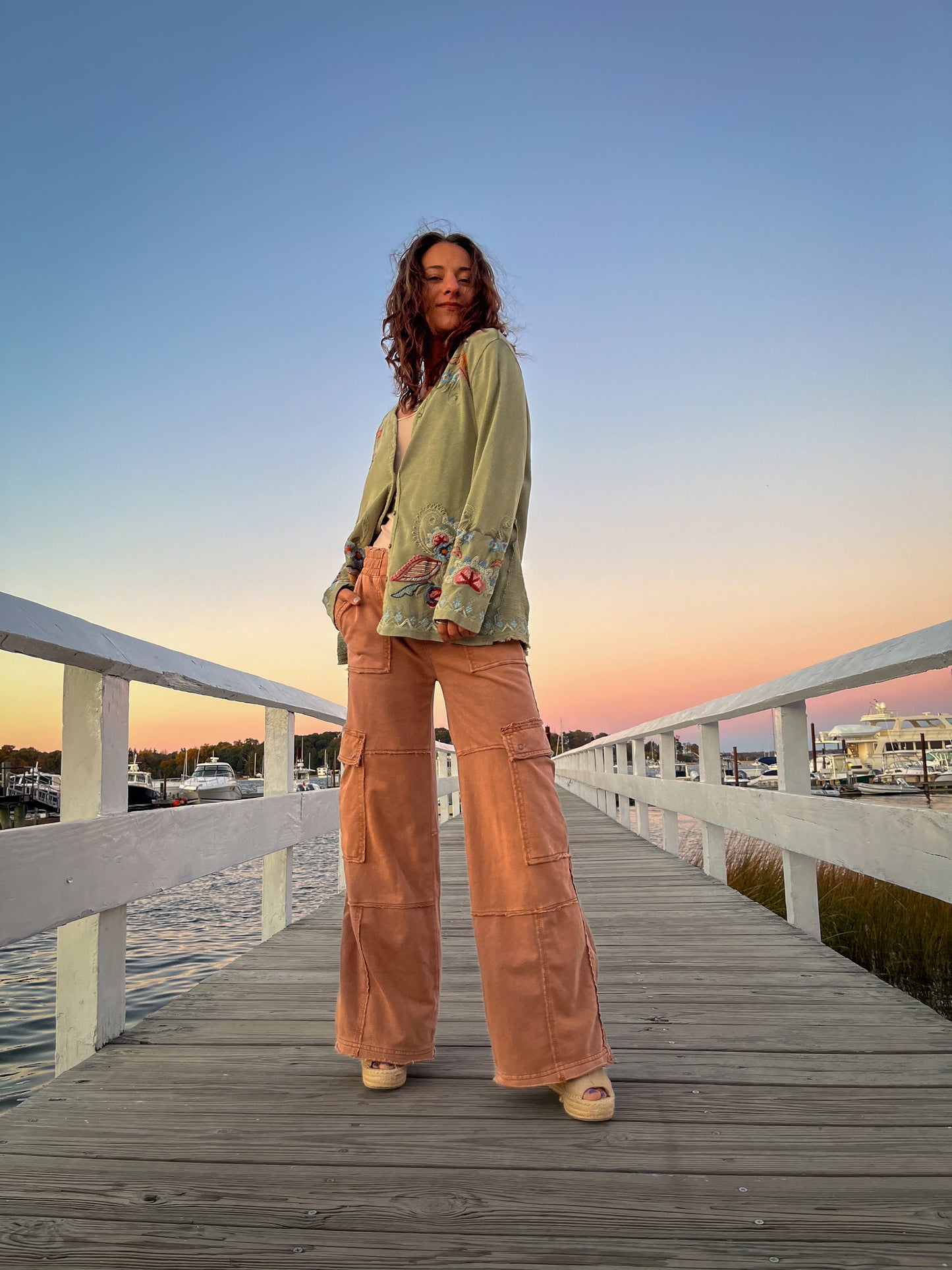 Camel Cargo Wide Leg Pant