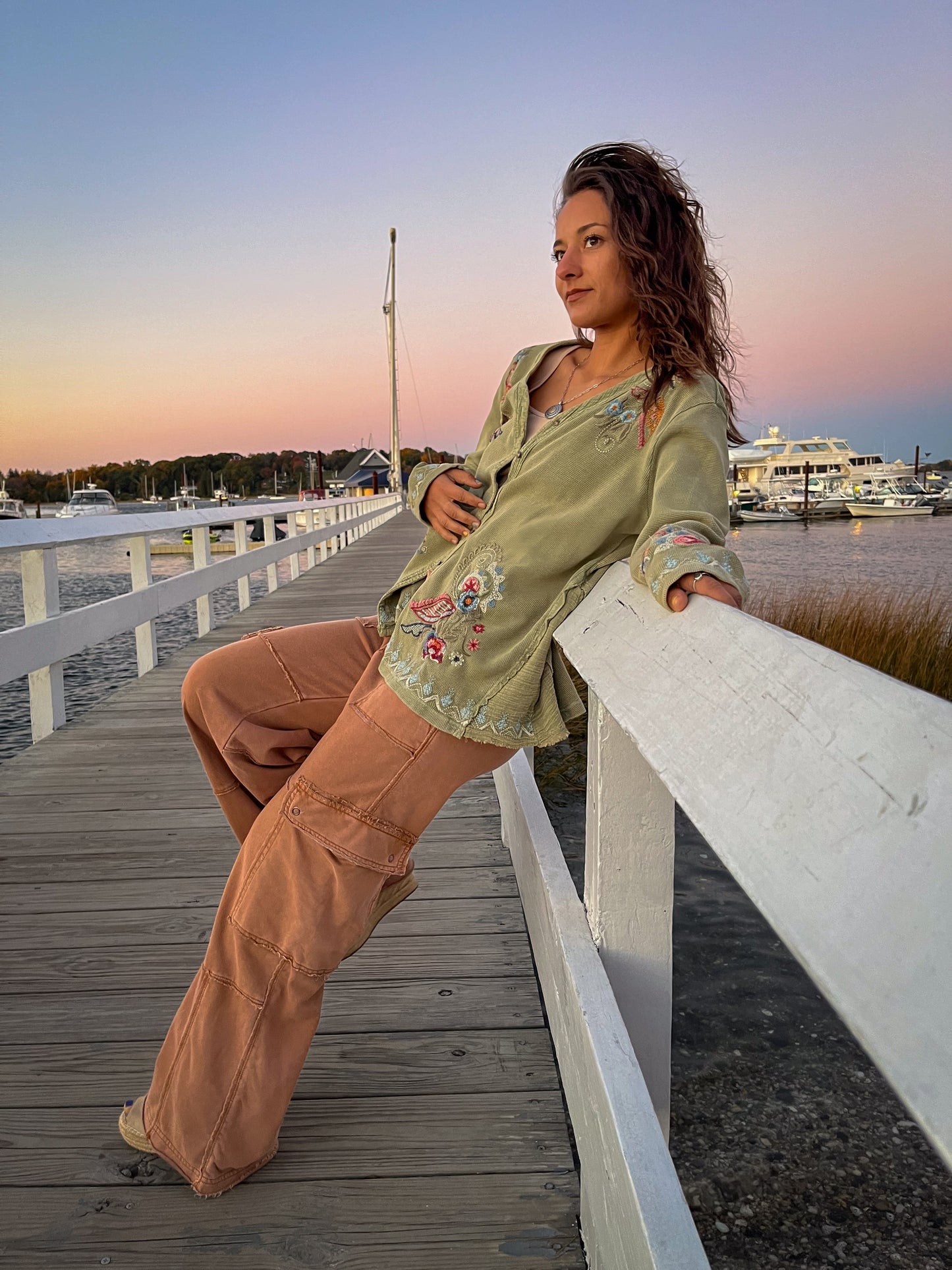 Camel Cargo Wide Leg Pant