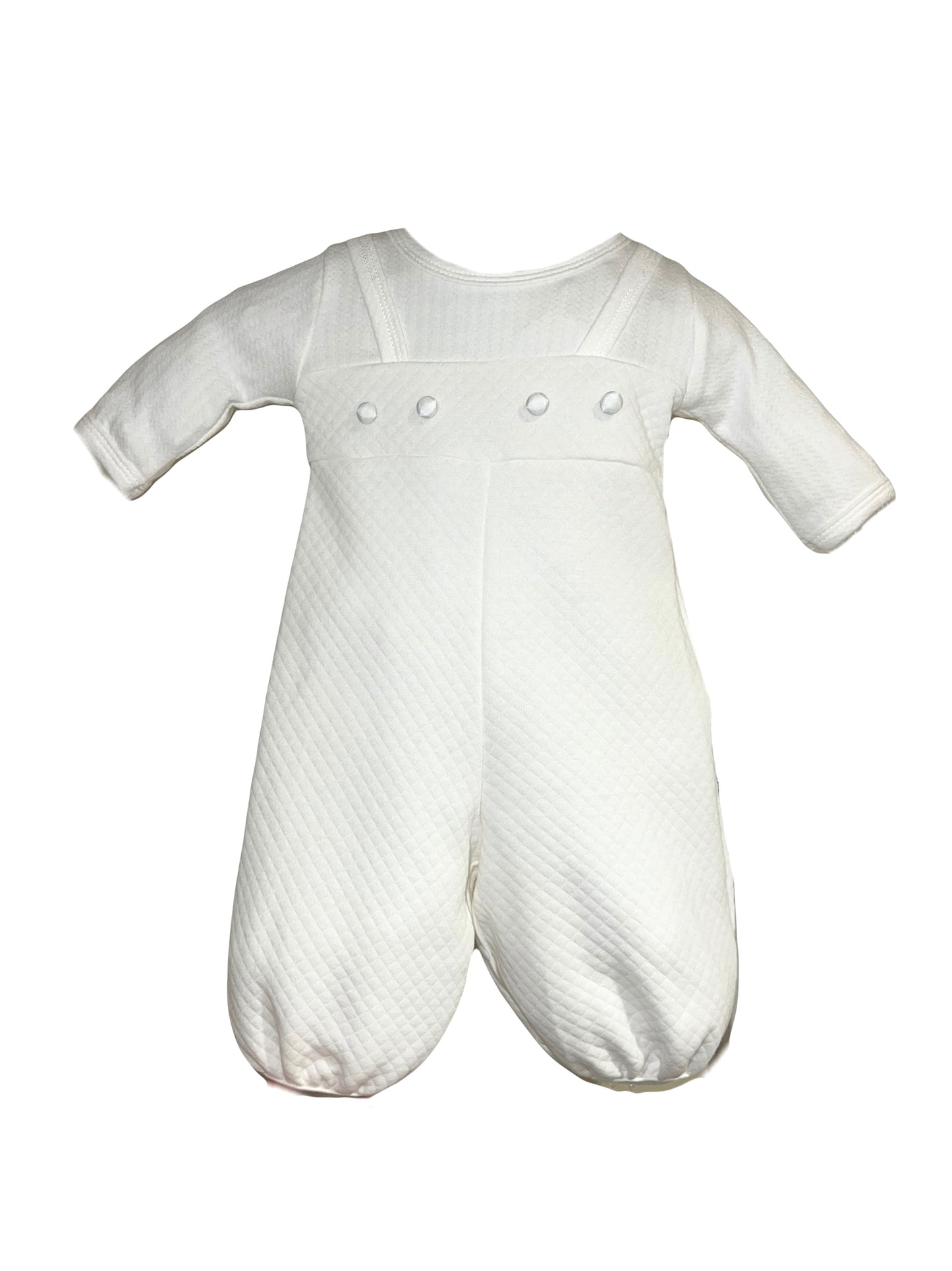 2pc Ivory LS Quilted Overall w Button details & Hat