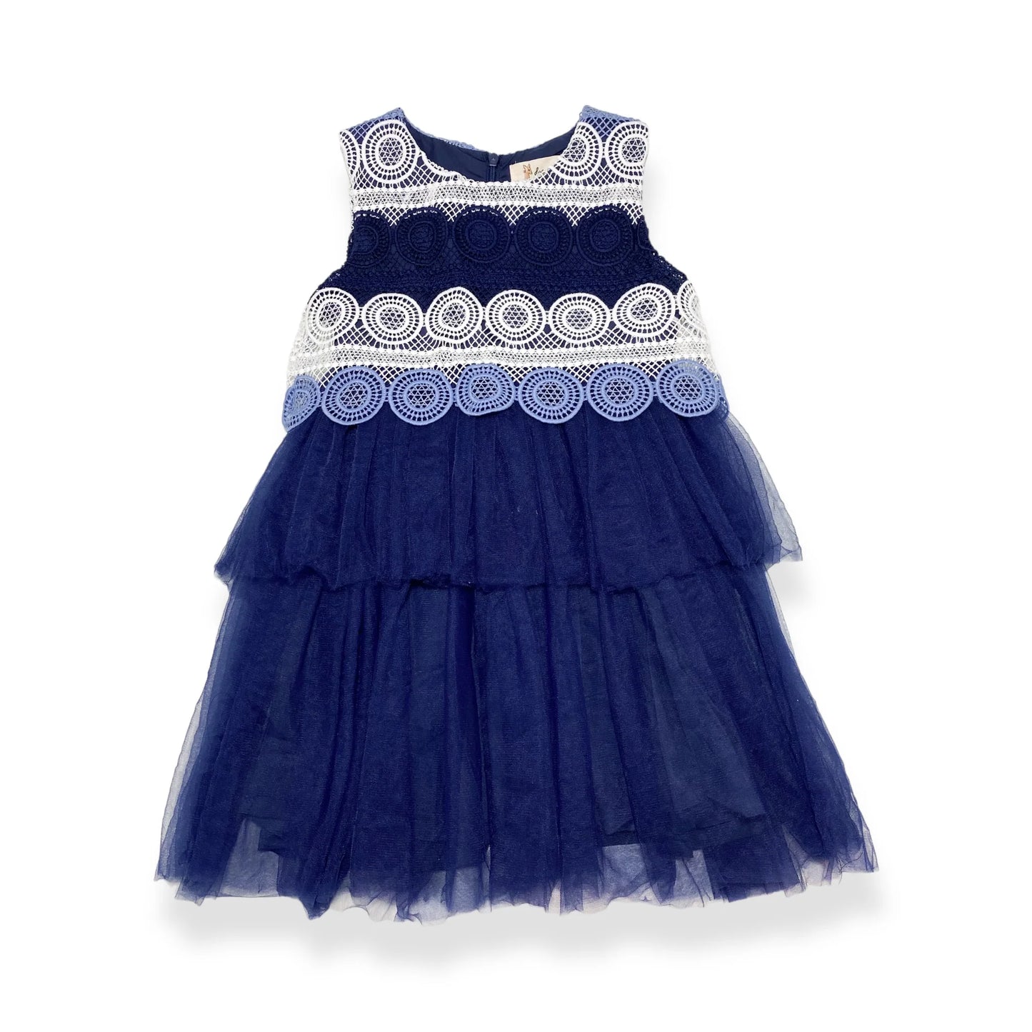 Navy Lace w Tulle Dress