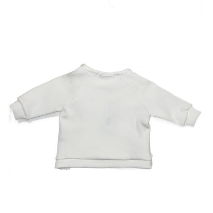 3 pc Set Offwhite/Cream Ribbed Jersey PomPom Hat, Side Button Shirt & Detailed Pant