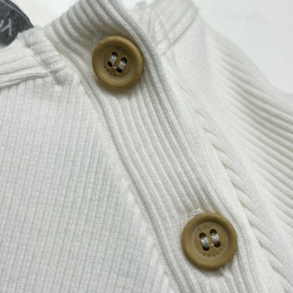 3 pc Set Offwhite/Cream Ribbed Jersey PomPom Hat, Side Button Shirt & Detailed Pant