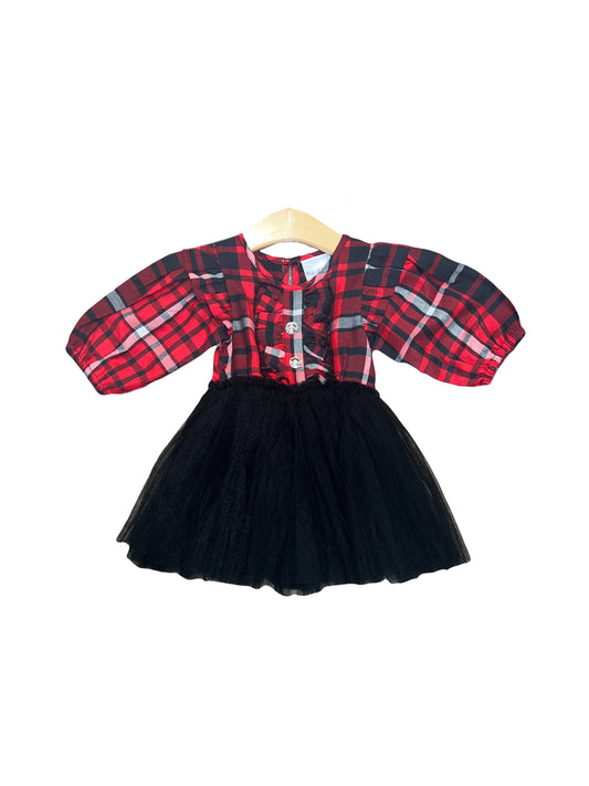 Red Plaid Alix Baby Onesie Dress