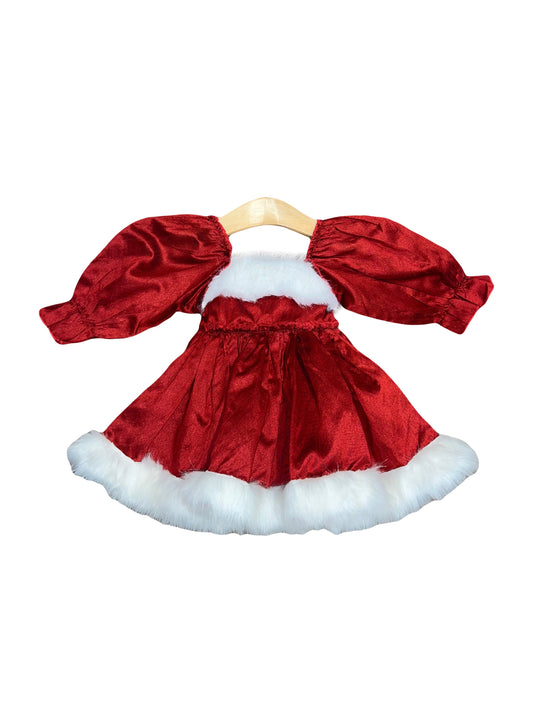 Red White Faux Fur Trimmed Santa Baby Doll Onesie Dress