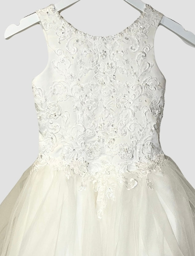 Ruffled Tulle Skirt with Lace & Beading Detail Dress