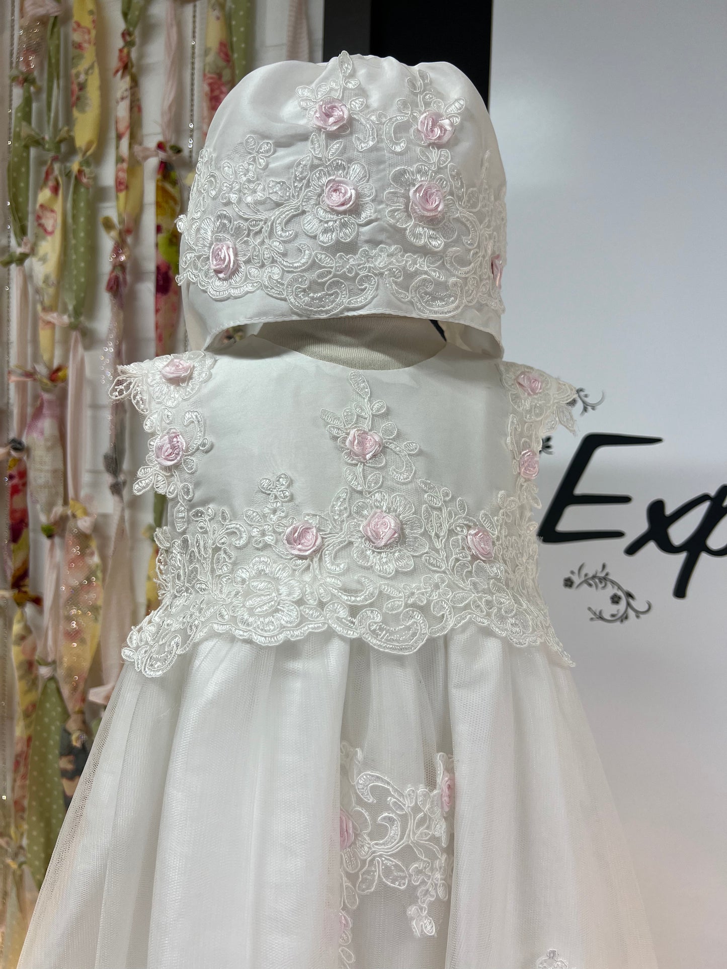 Ivory & Pink scattered flowers dress