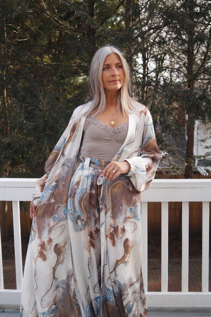 2pc Printed Cardigan & Pants Set
