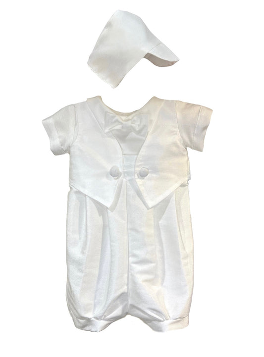 2pc Poly Bengaline Romper w Bonnet