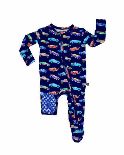 baby boy cars footie pajamas, infant trucks zippered sleeper, navy transport print footie, toddler boys car zip onesie, boutique baby footed sleeper cars, Jackson trucks cars baby pajamas