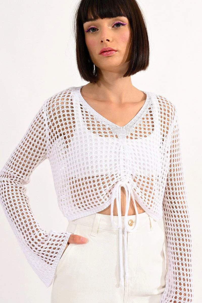 White Knit Crop Top