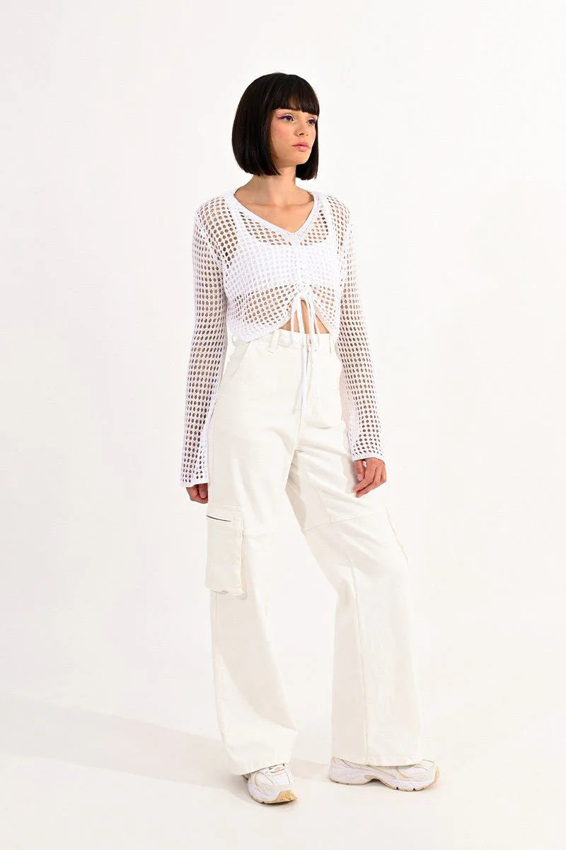 White Knit Crop Top