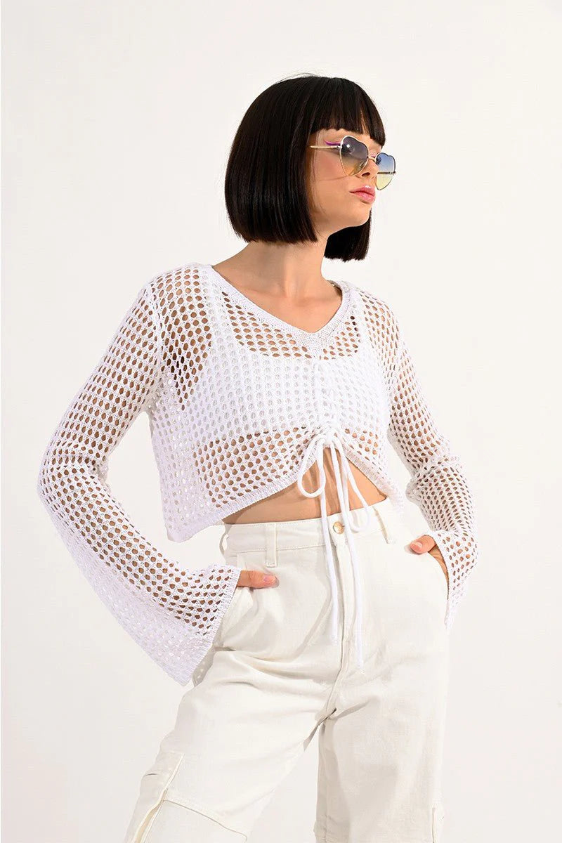 White Knit Crop Top