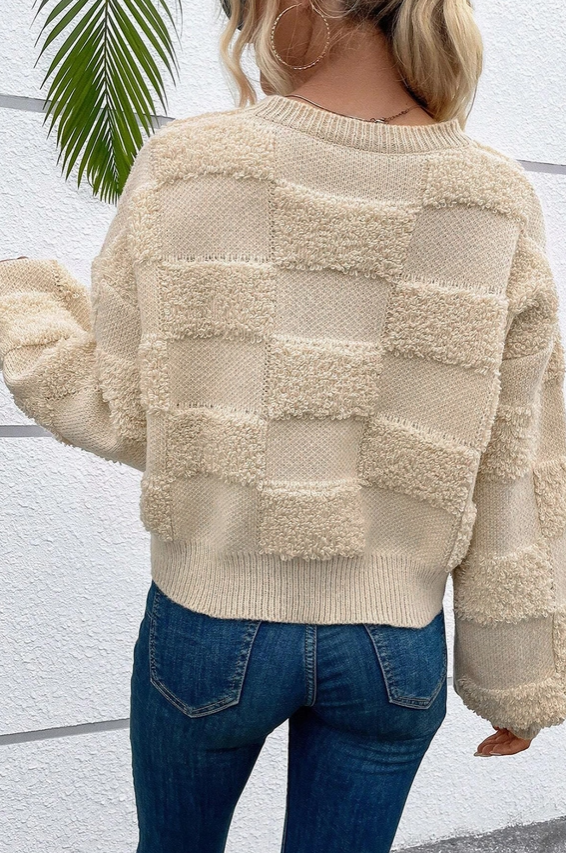 Parchment Checker Sherpa Sweater