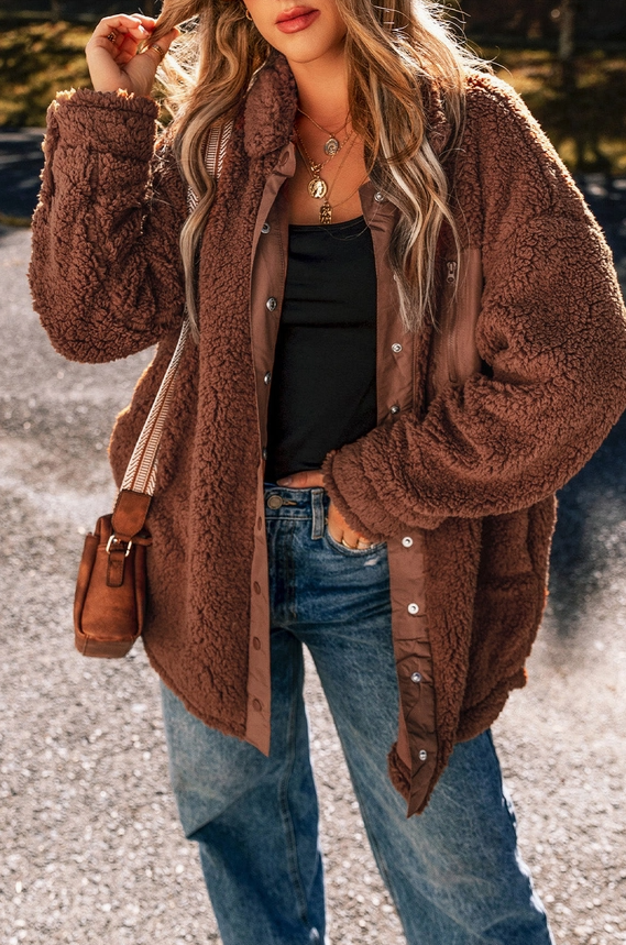 Red Clay Faux Shearling Jacket