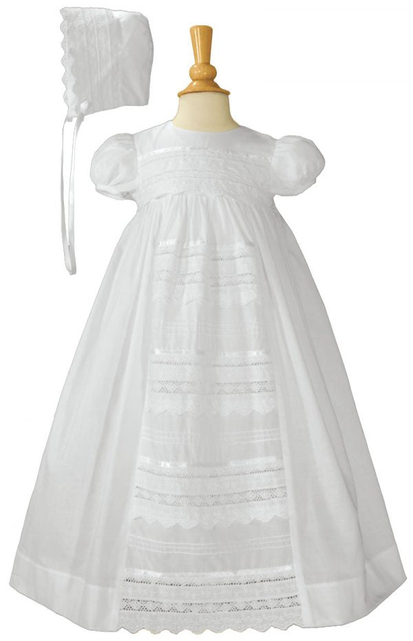 2pc White Cotton Gown w Venise Lace
