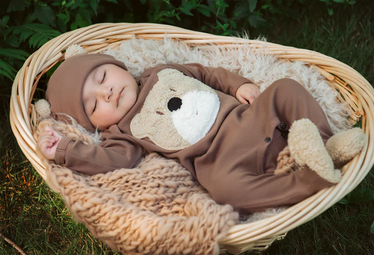 2pc Brown Bear Footie w hat