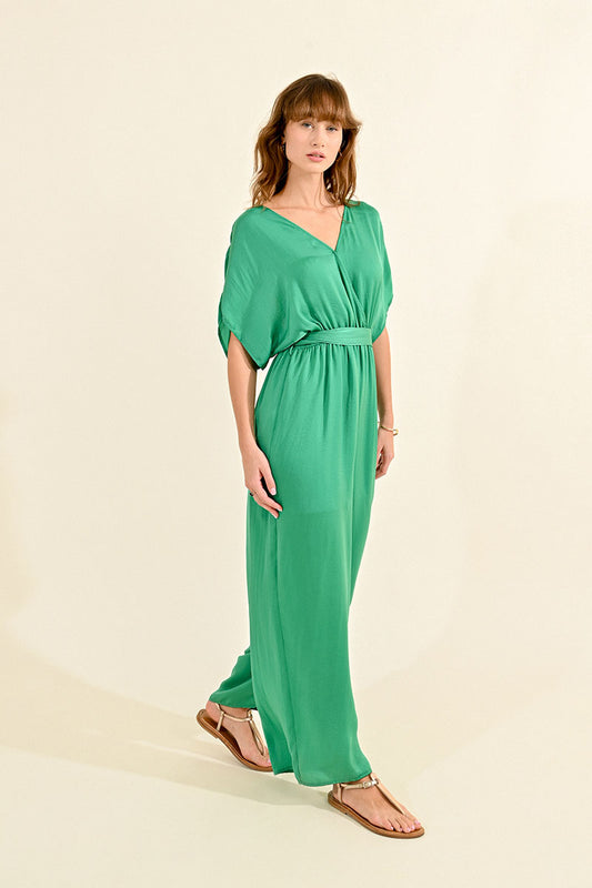 Green Satin Jumpsuit