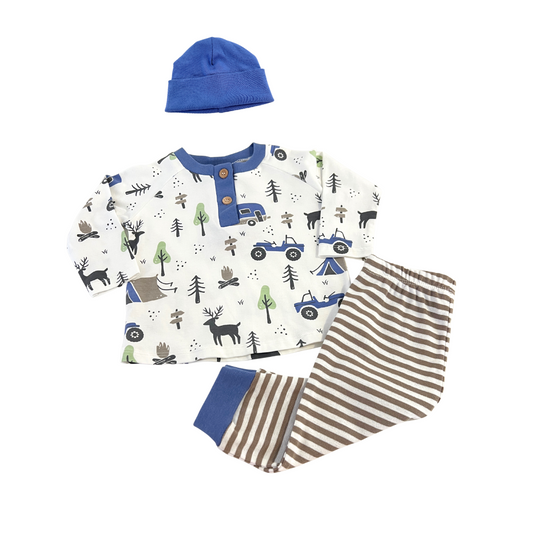 3pc Campfire Henley Shirt, Pants & Hat