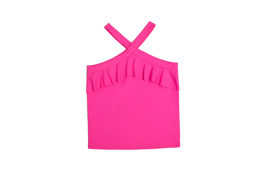 Hot Pink Flutter Crossover Top