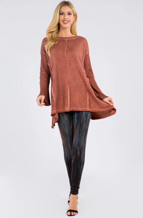 Paprika Tunic with Raw Edge Design